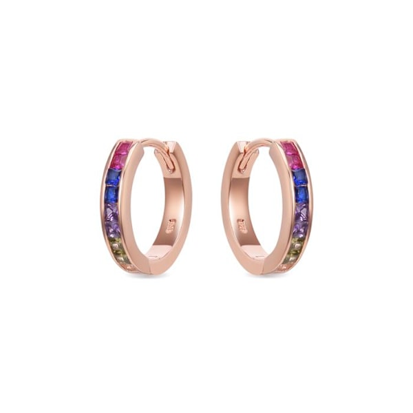 Øreringe - Luxenter - Waa - Sølv 925 - Multicolor zircon - 18K rosaguld Flerfärgad