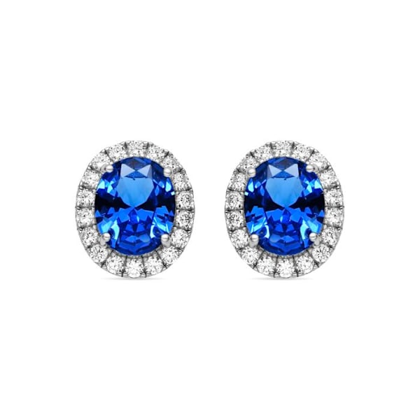Luxenter Øreringe i 925 sterlingsølv og zirkon safir belagt med rhodium - Lyla