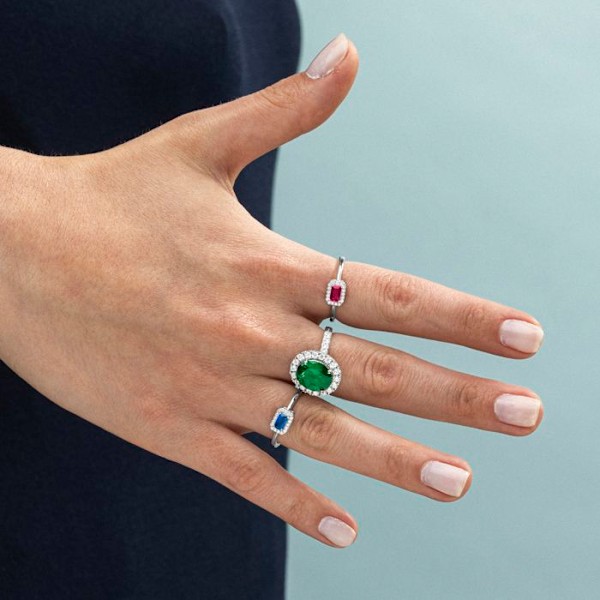 Luxenter Ring i 925 sølv og zirconium i smaragd belagt med rhodium - Lyla grön 18