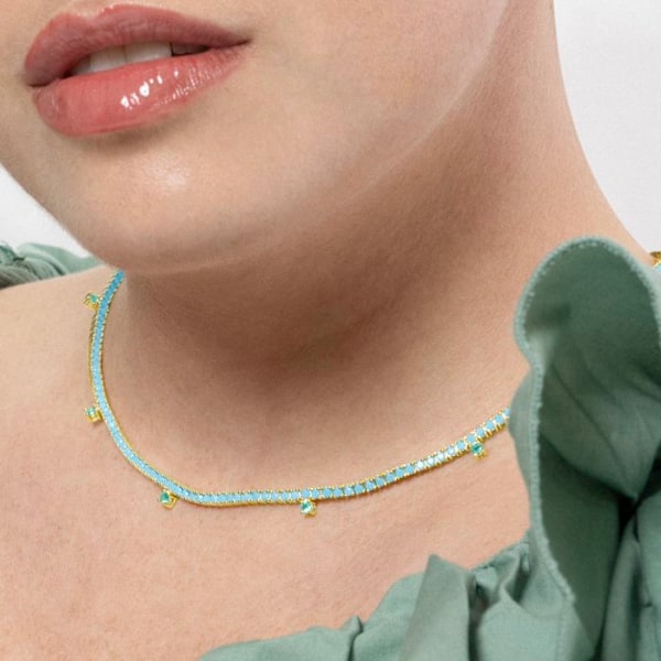 Collier Luxenter i 925 sølv og Nano Turquoise færdiggjort i 18k guld - Nejad