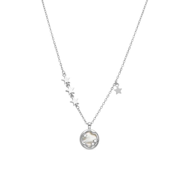Halsband - Luxenter - Akbril - Vit pärlemor - Rhodiumbeläggning - Justerbar hängsmycke Vit