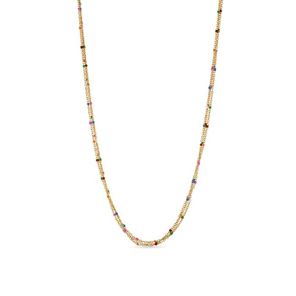 Collier - Luxenter - Yao - Guld 18 karat - Flerfärgad lack - 42 cm + 3 cm förlängning Flerfärgad