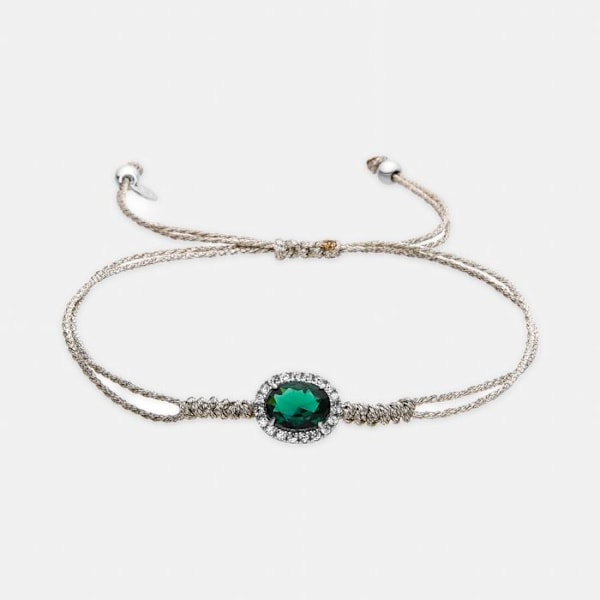 Armband - Luxenter - Lyla - Silver 925 - Zirkon smaragd - Justerbar Grön