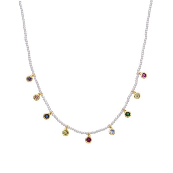 Collier - Luxenter - Alori - Argent 925 - Multifarvede zirkoner - 18k guld Flerfärgad