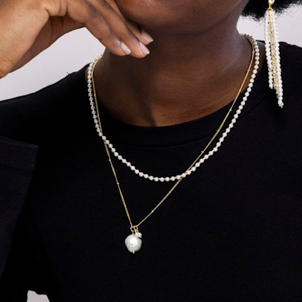 Collier - Luxenter - Subri - Guld 18 karat - Hvide perler - Boho stil Vit