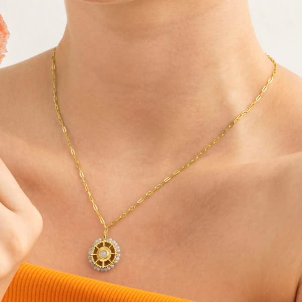 Collier Luxenter med blått kristall, 18k guld finish - Yakde