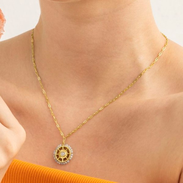 Halsband - Luxenter - Yakde - Blå kristall - 18k guld - Längd 42 cm + 3 cm