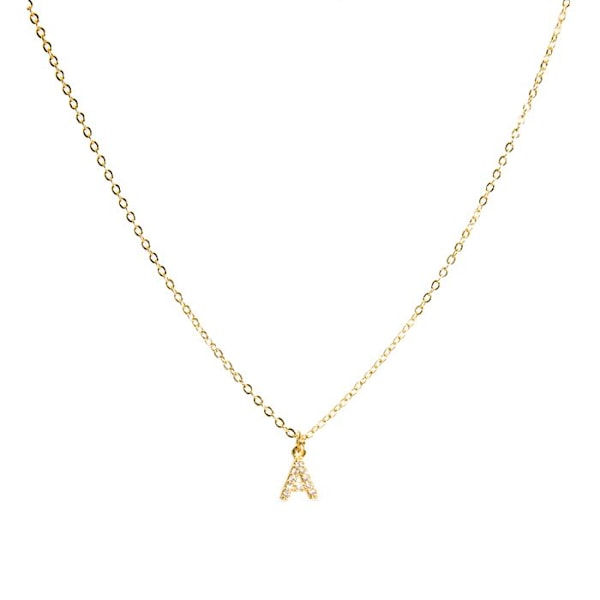 Collier Luxenter med brillant zirkonia i 18k guld - Alphabet A