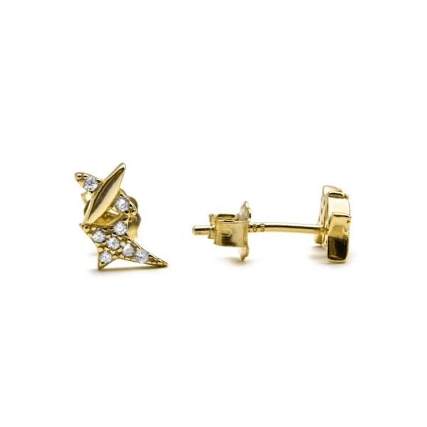 Korvakorut - Ciko - Hopea 925 - Loistava zirkonium - 18k kultapinta - 9,5 mm
