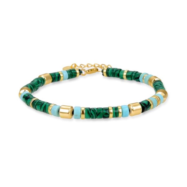 Armbånd - Ihun - Sølv 925 - 18 Karat Guldbelægning - Malakit - One Size Grön