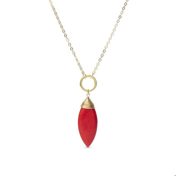 Collier - Ayom - 18 karat guldpläterad legering - Coral - One size - Dam Korall