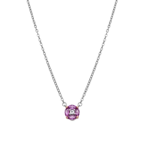 Collier - Luxenter - Siankho - Argent 925 - Zircone rose - 42 cm + 3,5 cm forlængelse Rosa