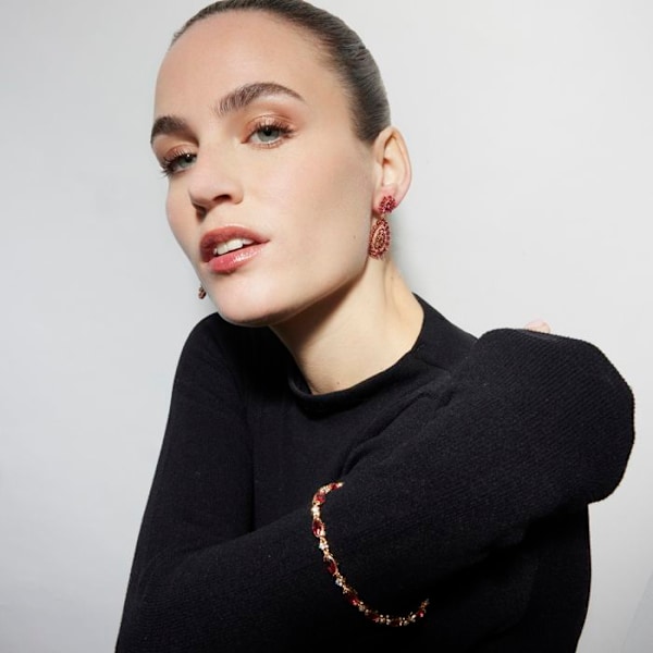 Armbånd - Luxenter - Julie - 18k belagt - Rubinsyntetisk zirkon - 17 cm + 3 cm forlængelse Röd