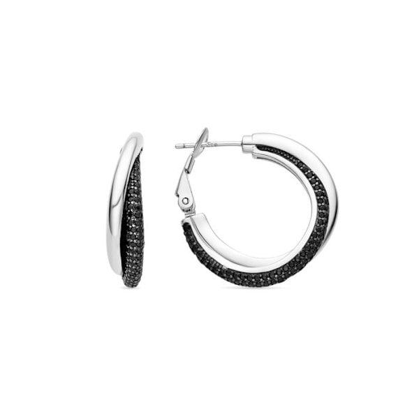 Øreringe - Dara - Argent 925 - Zircon Onyx - Rhodium-belagt - 16,5 mm