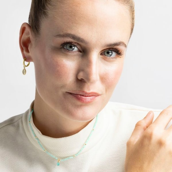 Collier - Athat - 18 Karat Guldpladeret Legering - One Size - Grøn - Amazonit Grön