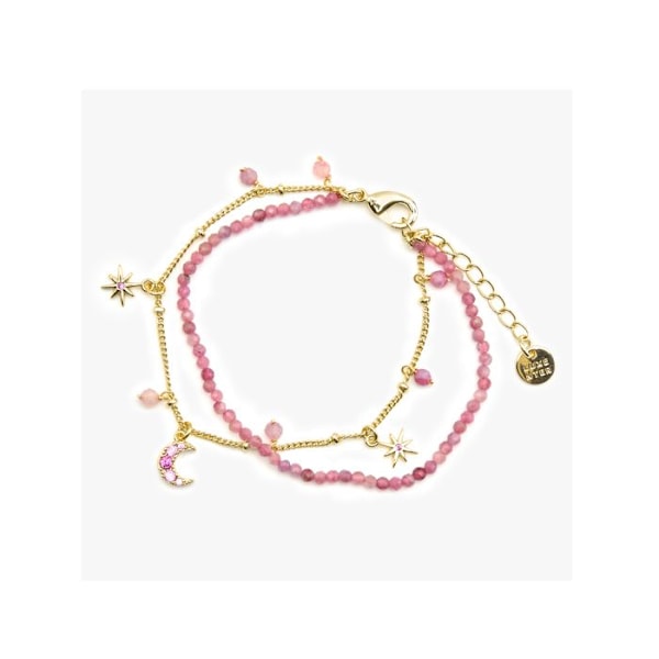 Armbånd - Luxenter - Ethal - Rosa krystal - 18k guld - Længde 16 cm + 3 cm Rosa