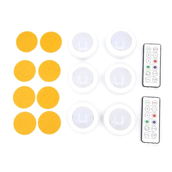 INF LED Spotlights Sett – 6 stilrene lamper med 2 praktiske fjernkontroller