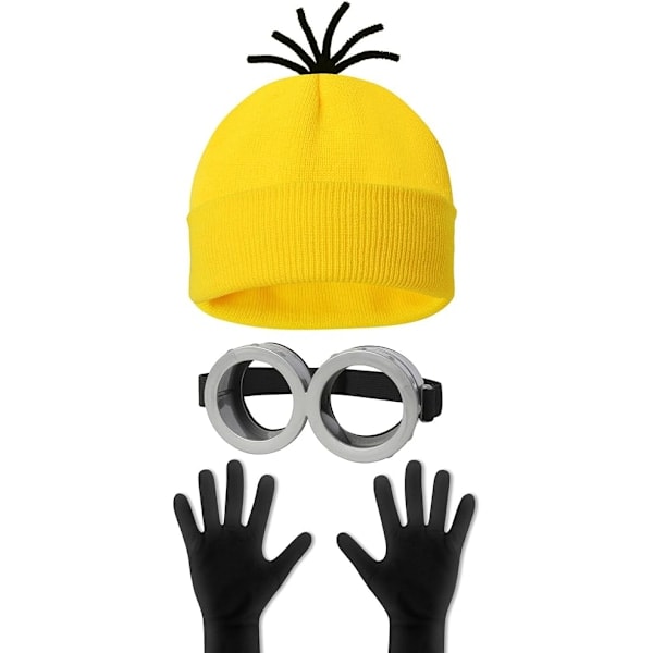 /NN/3-pack Halloween Kostymtillbehör för Vuxna, Skyddsglasögon/Gul Hatt/Handskar för Män och Kvinnor Cosplay Party Set