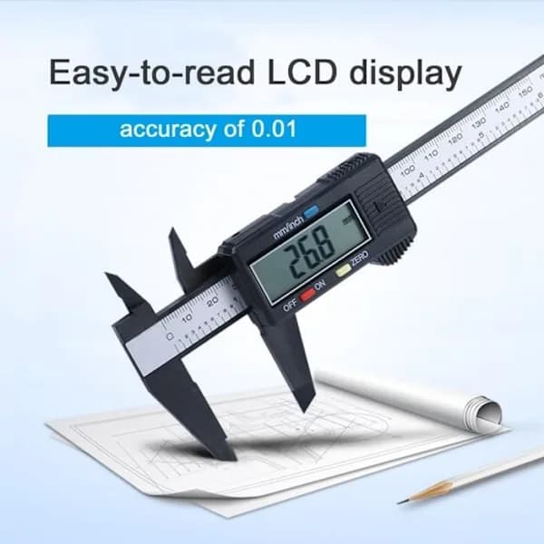 Digitalt skjutmått i kolfiberkomposit 0-150 mm, svart digital LCD-mätare