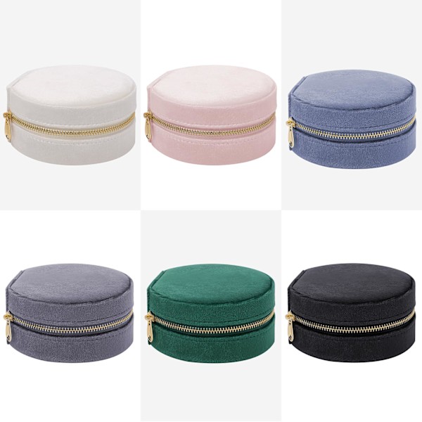Reise Smykkeskrin for Kvinner Liten Bærbar Reise Smykkeveske Mini Smykkeorganisator for Ringer Øredobber Halskjeder Armbånd, Blå