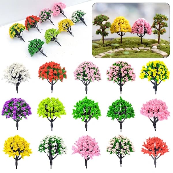 12 stk. Blomstermodel Miniaturer Simuleringstræ Elfenben ivory