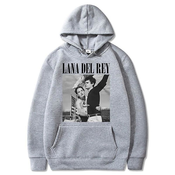 90-talssångerska Lana Del Rey Ldr Sailing Graphics Luvtröjor Unisex Harajuku Men Vintage Långärmad Oversized Sweatshirt Streetwear M grey