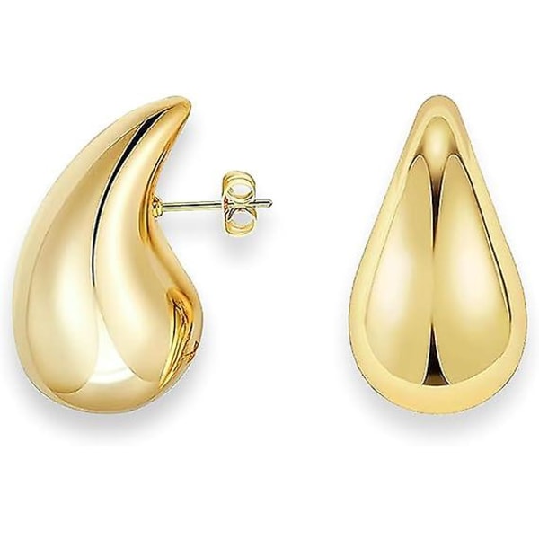 Kvinnors tjocka guldbåge droppörhängen 14 k tjockt guld Lättviktsvattentäta ihåliga öppna bågar Guldsmycken Fashionabla