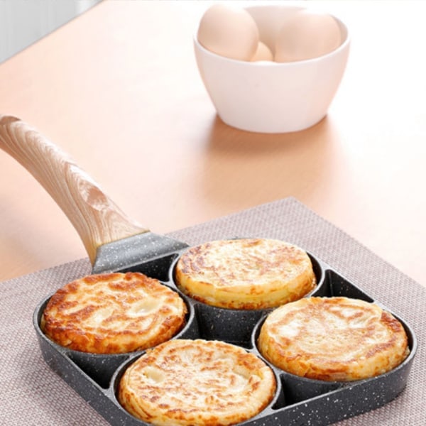 [NT] 4-kopps äggpanna med non-stick aluminiumbeläggning, äggpanna, pannkakspanna, multi-panna för stekning av ägg och hamburgare