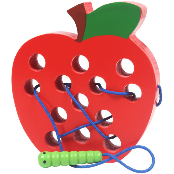 Träsnörning Trådleksak för 3 4 5 år gamla småbarn Apple