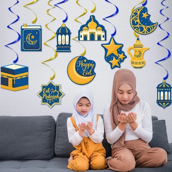 10 st/paket Hängande Spiralgirlang Eid Mubarak Hängande Prydnad