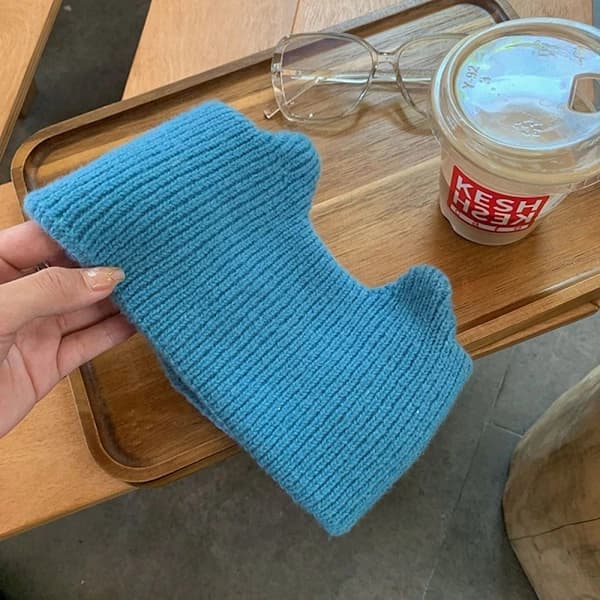 Strikket hårbånd hodeomslag BLÅ Blue