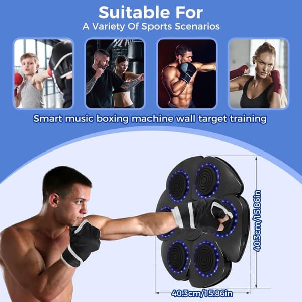 Musical Boxing Machine, Smart Wall-Mounted Boxing Machine - Bluetooth with Boxing Gloves, 9 Speeds and Countdown Modes B