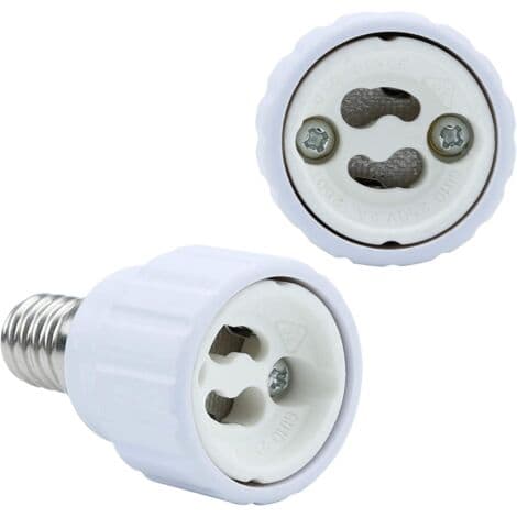 4X Lampefatningsadapter E14 til GU10 i Hvit - Sett med 4 omformere for LED/NC-pærer