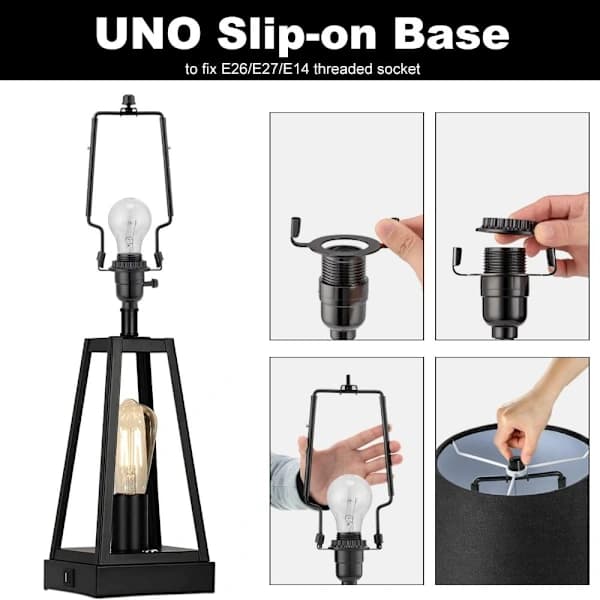 Lampe Harpe Holder Kit Lampeskærm Beslag SORT sort