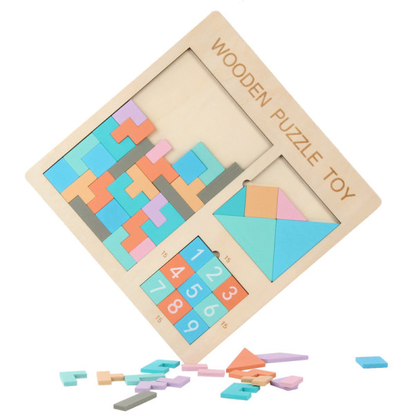 Tetris pusselleksak i trä för barn