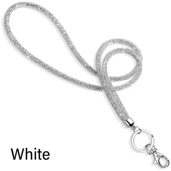 Rhinestone Telefon Lanyard Krystallkjede Stropper VIT VIT hvit