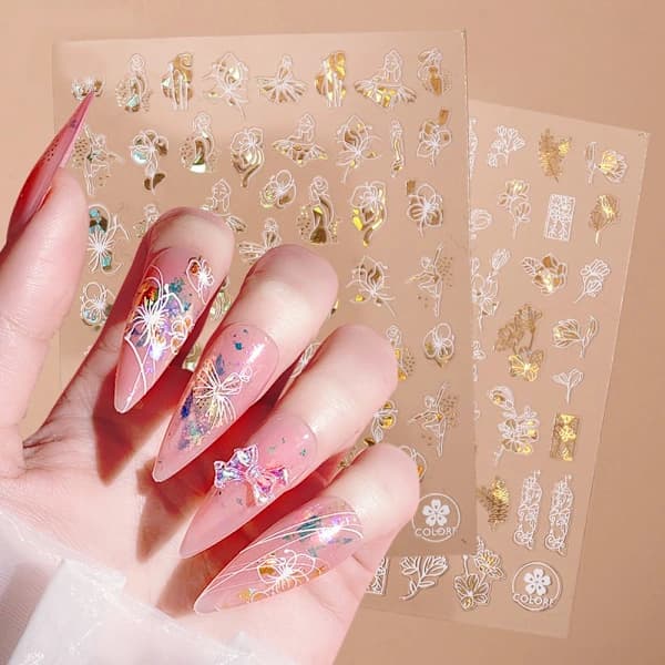 Nageldekaler 3D Brons Blommor CJ-049 CJ-049