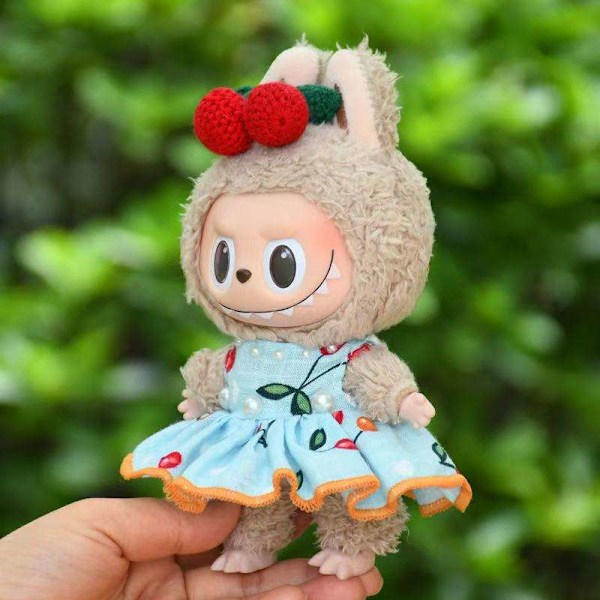/NC/Hot Collection Labubu Kläder Klänning Outfit Labubu 15cm Plyschdocka Kläder Labubu Körsbärskostym 2# Clothes Only