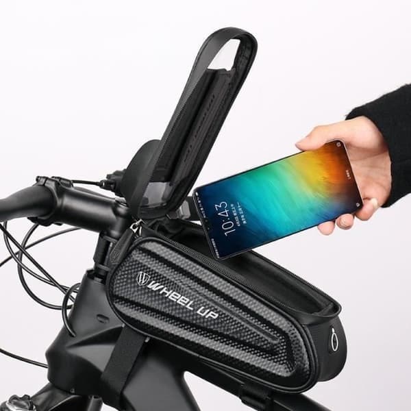 {NT} Cykelrammetaske - VOLY - vandtæt med Touchscreen - Solskærm - til under 7\" telefon