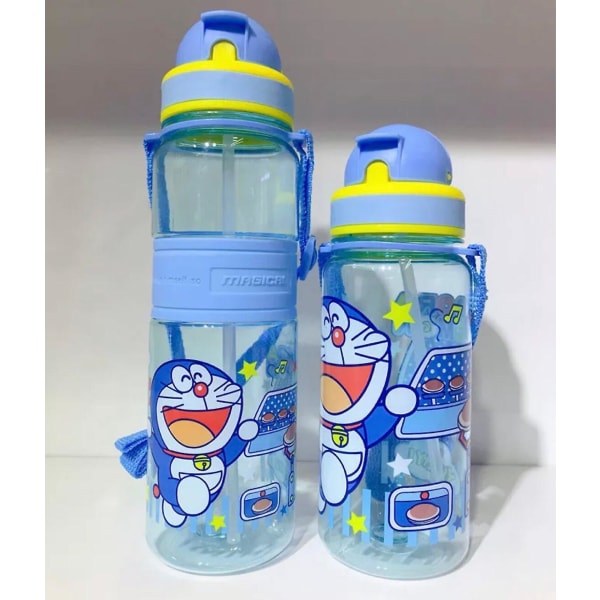 350/500 ml barn tecknad dricksvattenflaska Halmkopp med axelrem OneSize Doraemon 350ml