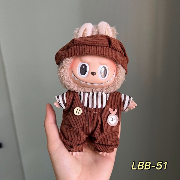 /NC/Labubu Kläder Klänning Labubu Märkeskläder Outfit 17cm Plyschdocka Liten Doft Vind Rem Klänningsset Labubu Kläder 9