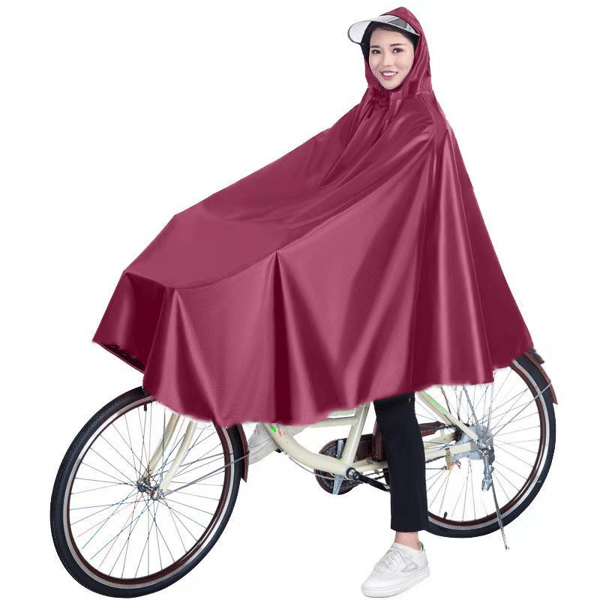 Vandtæt regnponcho til cykel Rød