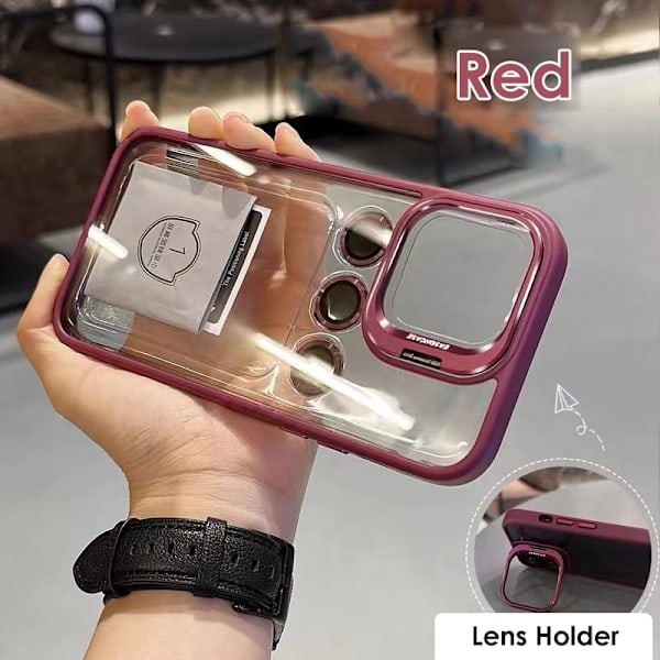 /NN/Metall Linsskyddsring Ställ Telefonfodral För IPhone 15 12 13 14Pro Max 11 Kameraglasskydd Transparent Stötsäkert Skal Röd Red för iphone13(6.1\")
