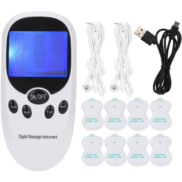 Dobbeltkanals TENS-enhet muskelstimulator for smertelindring,