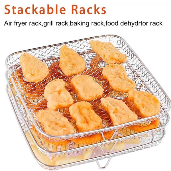 Airfryer-rist, trelags stablebar dehydratorrist, rustfritt stål
