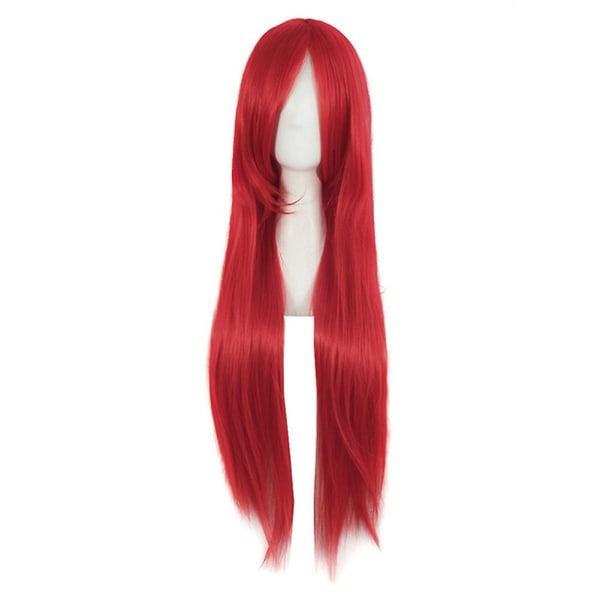 Röd peruk för kvinnor Långt hår Peruk med lugg Peruk Cosplay Rak peruk
