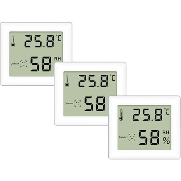 Pakke Termo-Hygrometer, Ultra Slim Termometer og Hygrometer, Digitalt Hygrometer, Innendørs Termometer for Vertikal eller Veggmontering/NC/
