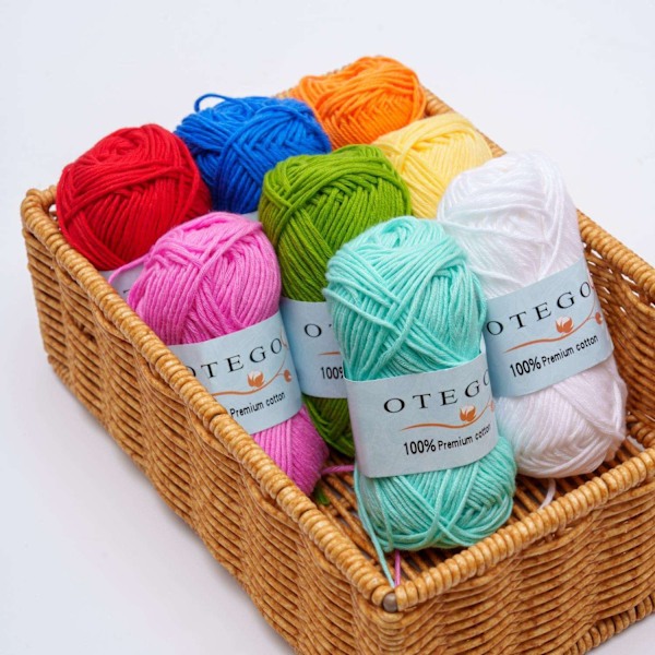 10-pakning Bomullsgarn, Bomulls Strikkegarn, Heklegarn 150g multifärg Multicolor