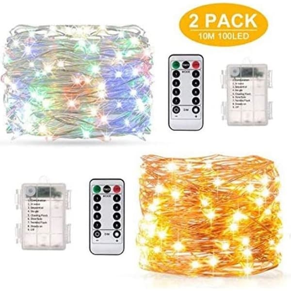 {NT}2*10M 100 LED batteridrivna ljusslingor, för inomhus/utomhus/jul/bröllop och uteplats vattentät IP67