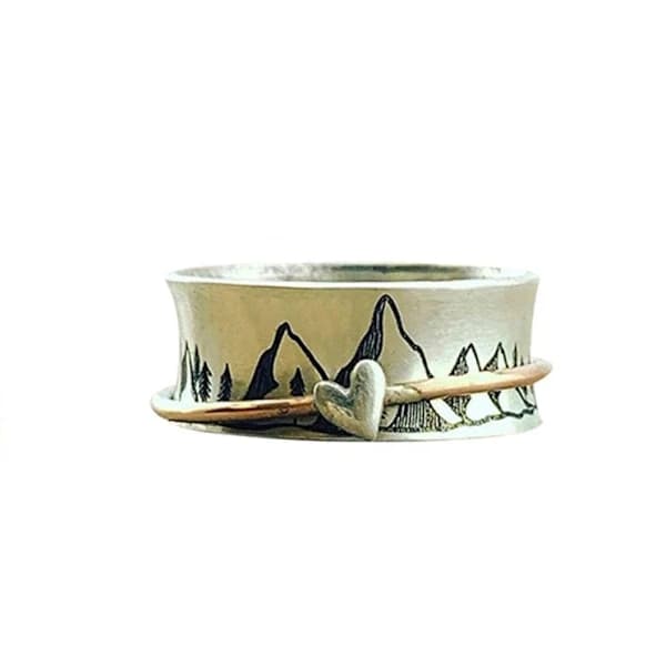 Fortsätt klättra Sølv Ring Hjerte Spinner Ring NO.8 No.8